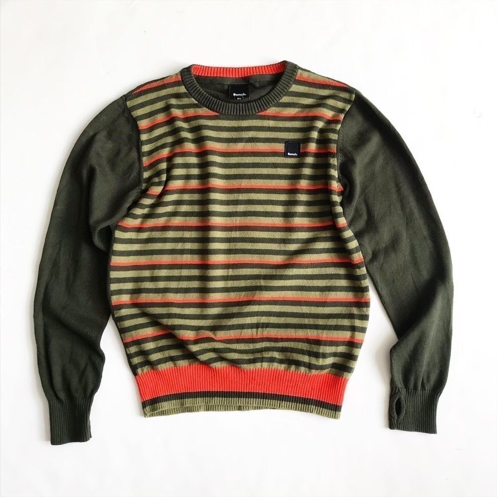 Bench stripe light knit crewneck sweater EUC 9-10Y